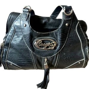Coogi black leather satchel purse